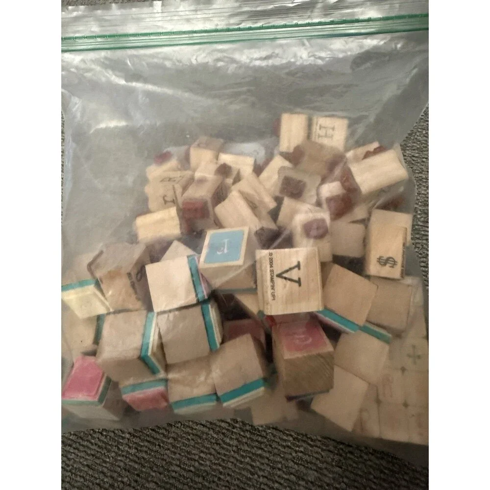 Huge Lot 100+ Wooden Rubber Stamps Alphabet Numbers & Symbols Crafting Stampin
